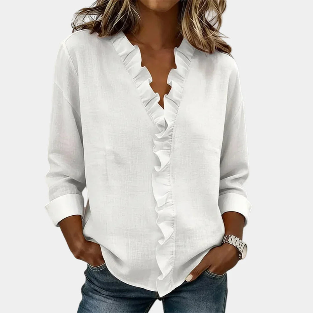 Flavie | Blouse met V-hals en verfijnde ruches