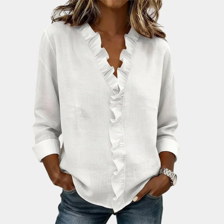 Flavie | Blouse met V-hals en verfijnde ruches