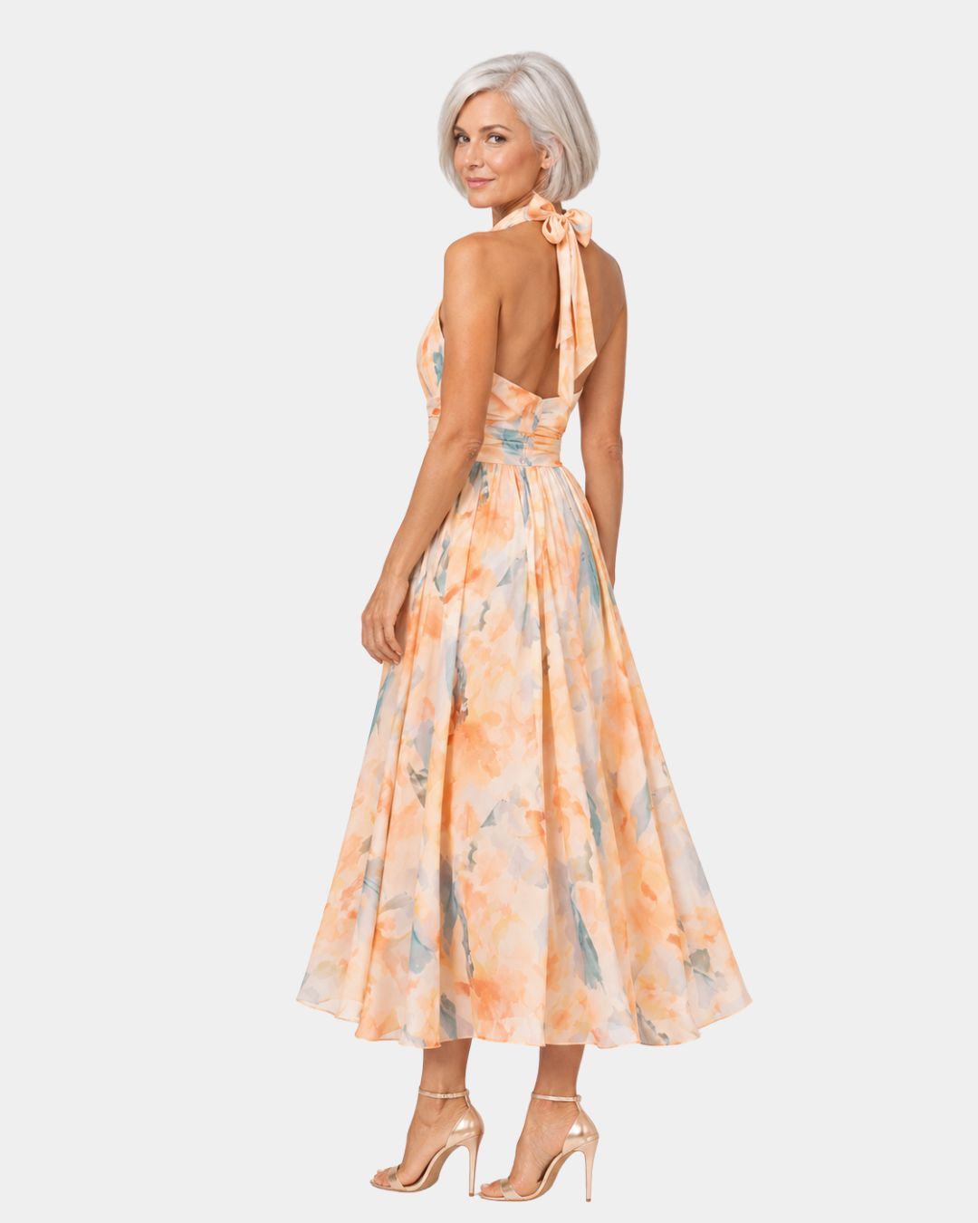 Louna | Halterjurk met aquarelprint