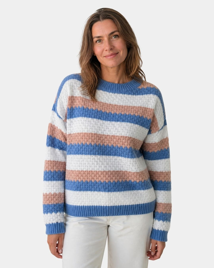 Camille | oversized trui met ronde kraag in strepen