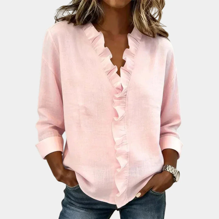 Flavie | Blouse met V-hals en verfijnde ruches