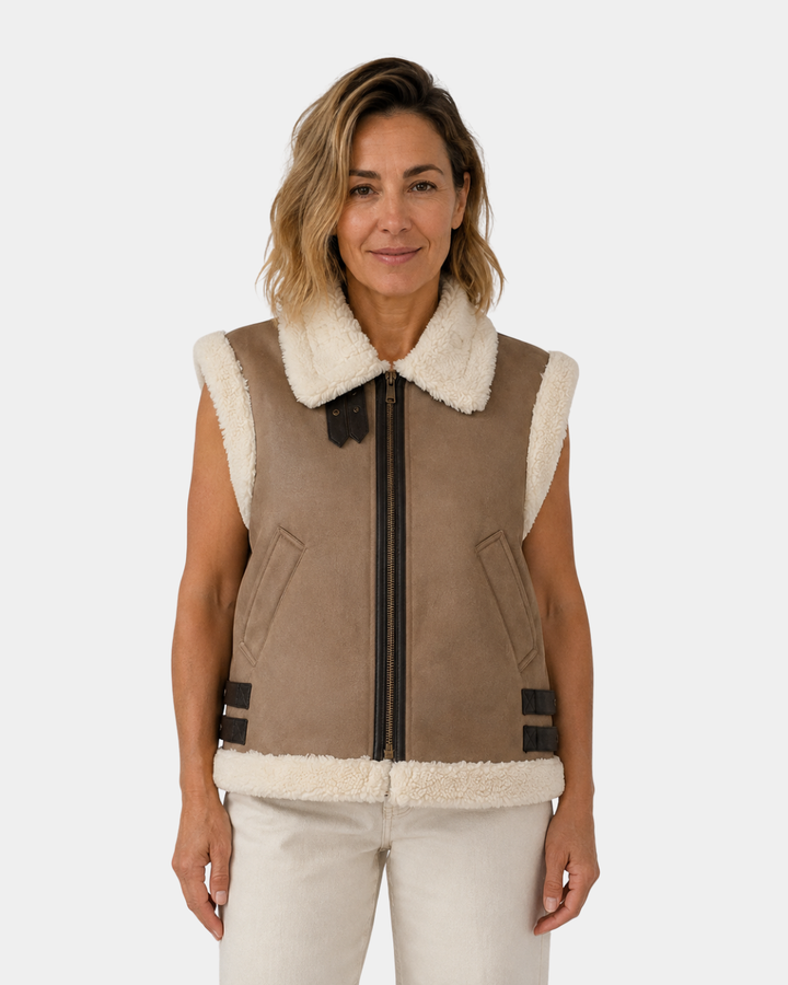 Adalsinde | mouwloos vest in imitatiebontlook voor dames