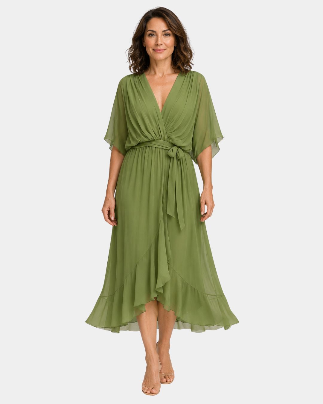 Carmen | jurk van chiffon met V-hals