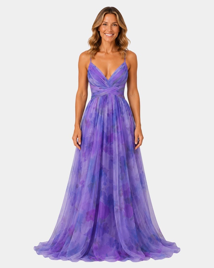Giselle | Lange jurk met bloemenprint