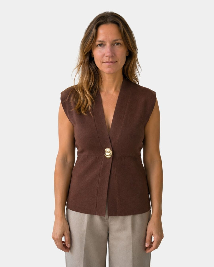 Félicie | vest gebreide Détail Boutonné kraag V