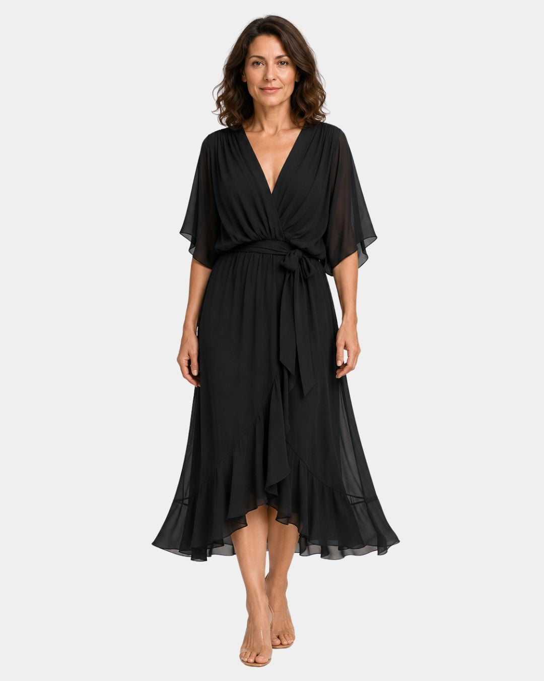 Carmen | jurk van chiffon met V-hals