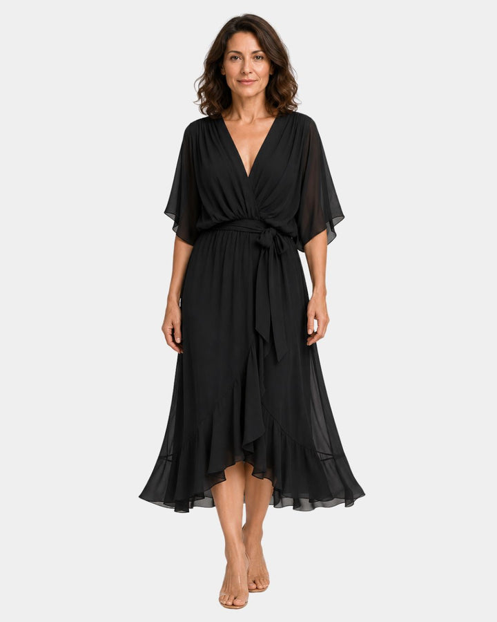 Carmen | jurk van chiffon met V-hals