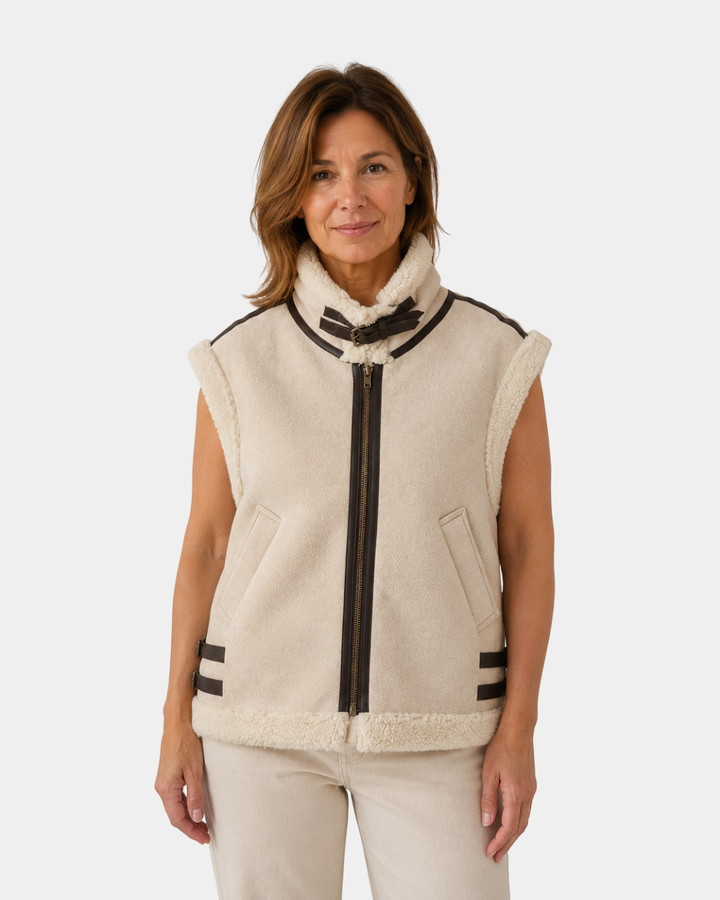 Adalsinde | mouwloos vest in imitatiebontlook voor dames