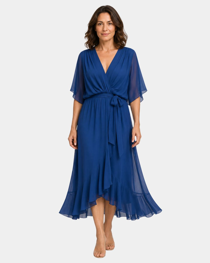 Carmen | jurk van chiffon met V-hals