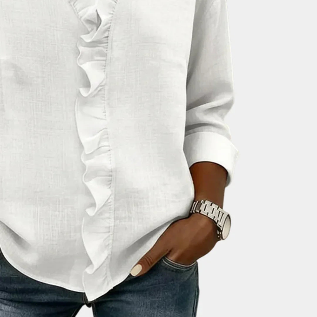 Flavie | Blouse met V-hals en verfijnde ruches