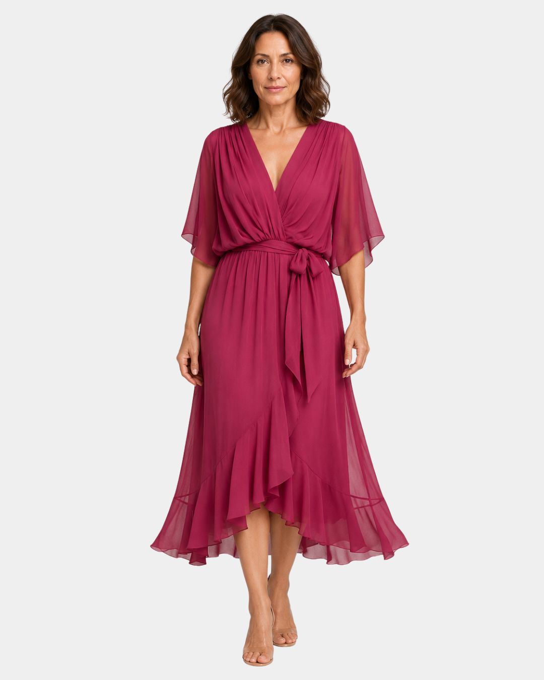 Carmen | jurk van chiffon met V-hals