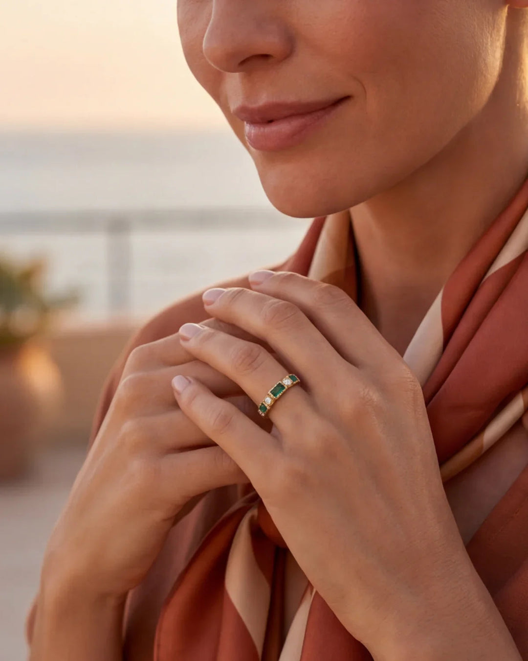 Pascale | Ring met groene stenen
