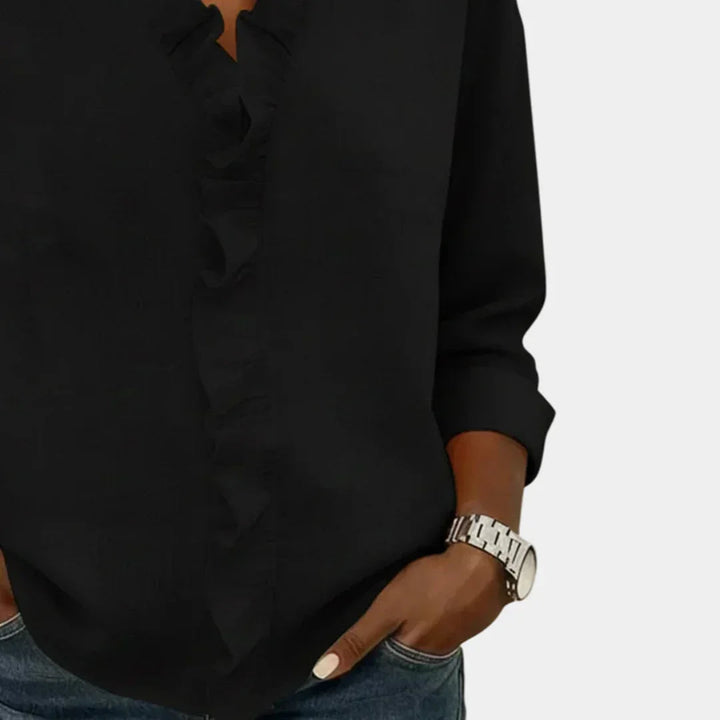Flavie | Blouse met V-hals en verfijnde ruches
