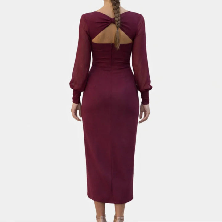 Lucie | Midi-jurk met overslag en mouwen
