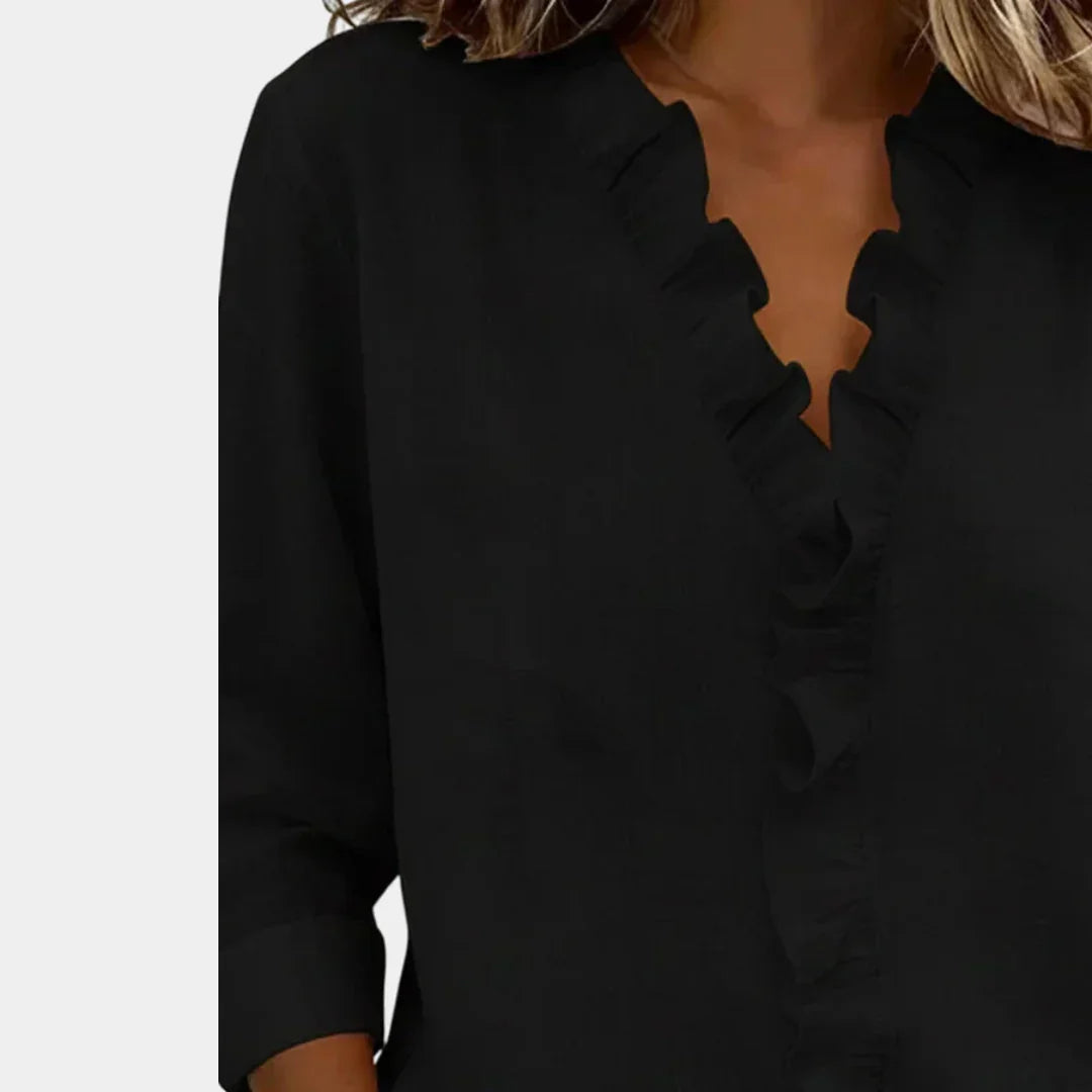 Flavie | Blouse met V-hals en verfijnde ruches