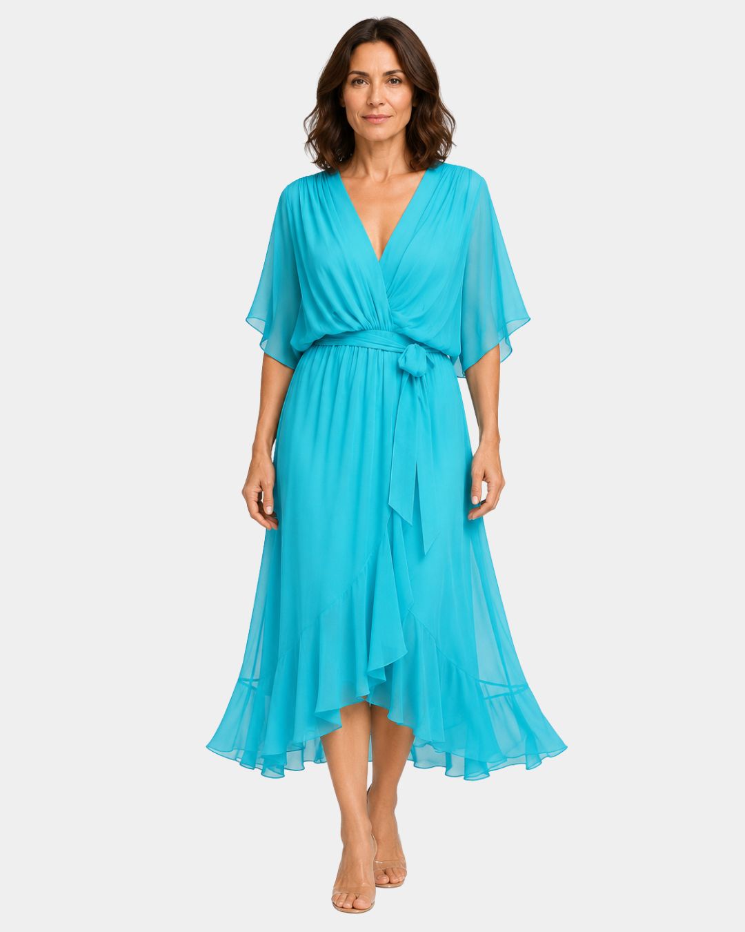 Carmen | jurk van chiffon met V-hals
