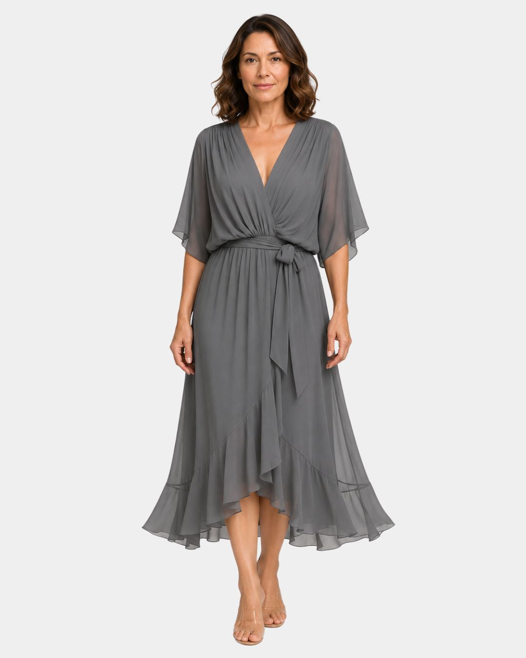 Carmen | jurk van chiffon met V-hals