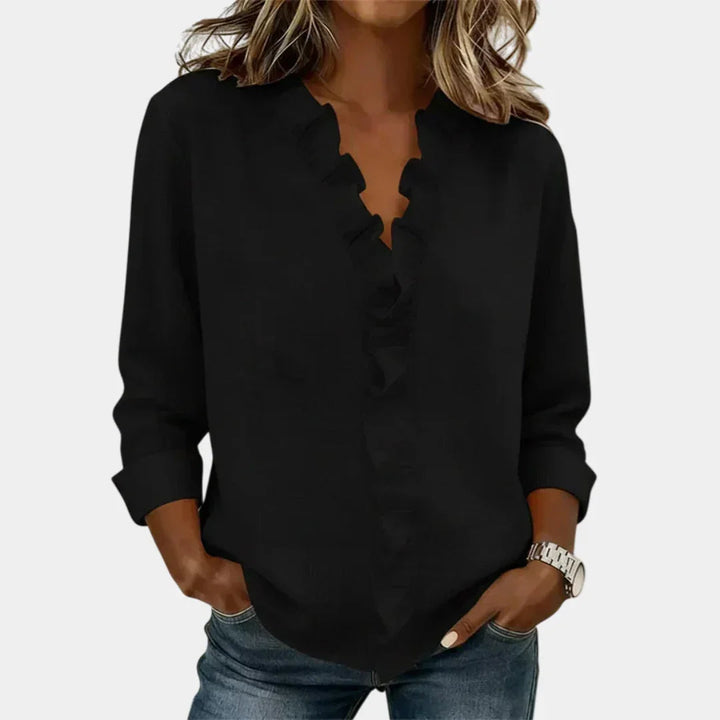 Flavie | Blouse met V-hals en verfijnde ruches