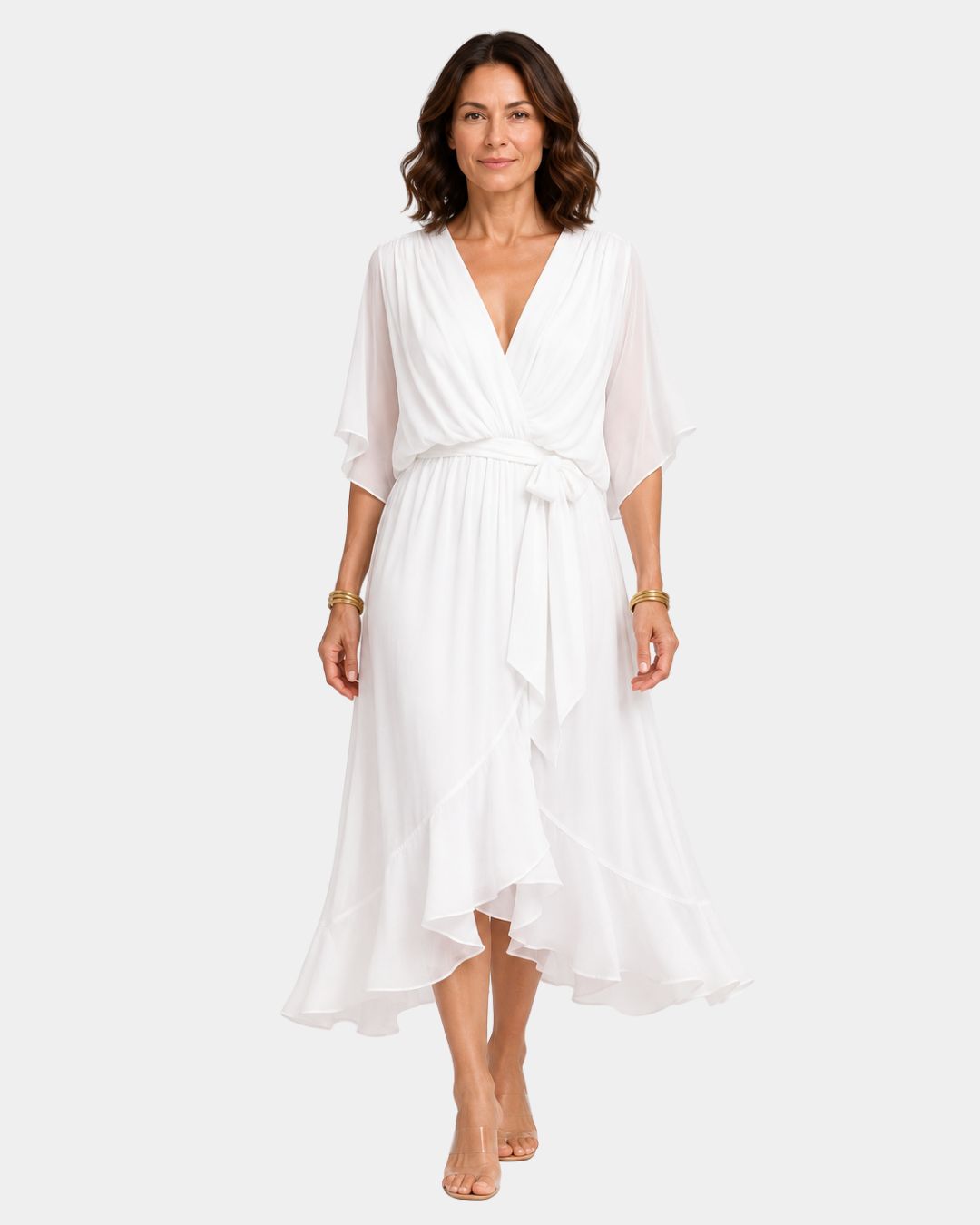 Carmen | jurk van chiffon met V-hals