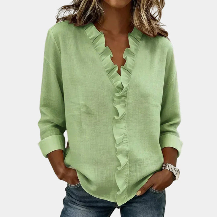 Flavie | Blouse met V-hals en verfijnde ruches