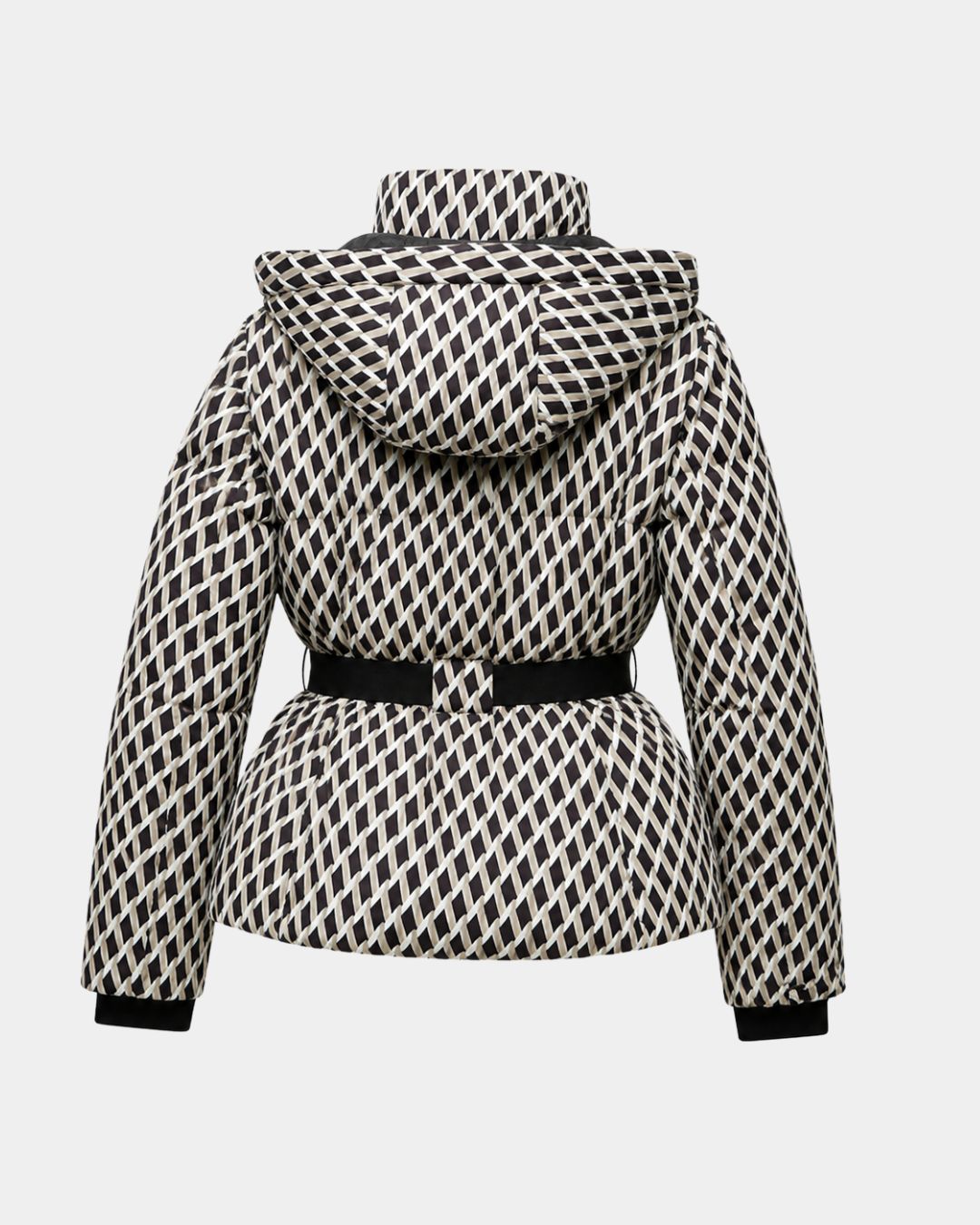 Élodiane | pufferjas met motief beige met ceintuur