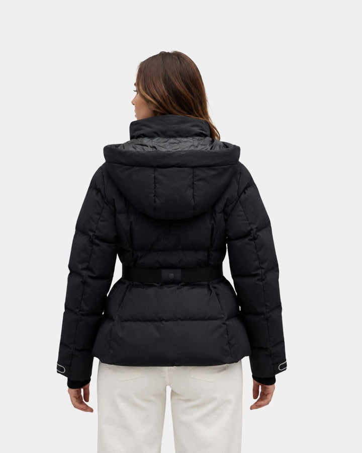 Eléanne | mantel pufferjas zwart met riem