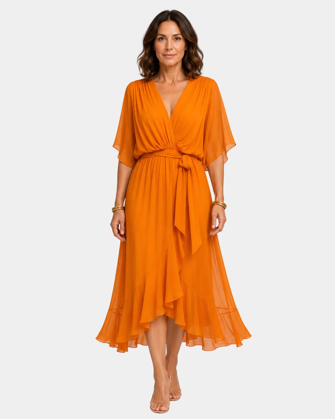 Carmen | jurk van chiffon met V-hals
