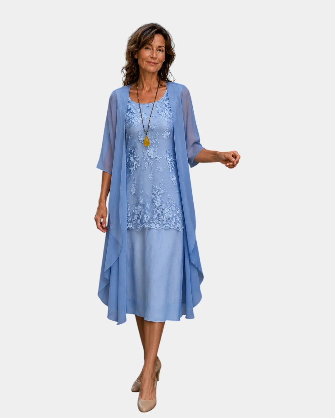 Mahélia | elegante jurk van chiffon, twee items