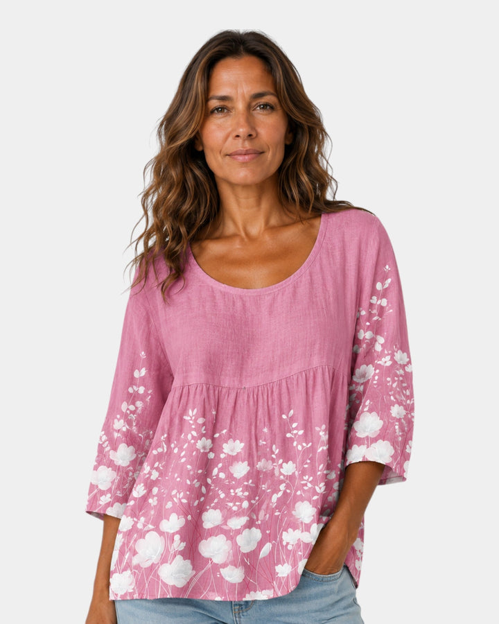 Laure | Geborduurde bloemenblouse
