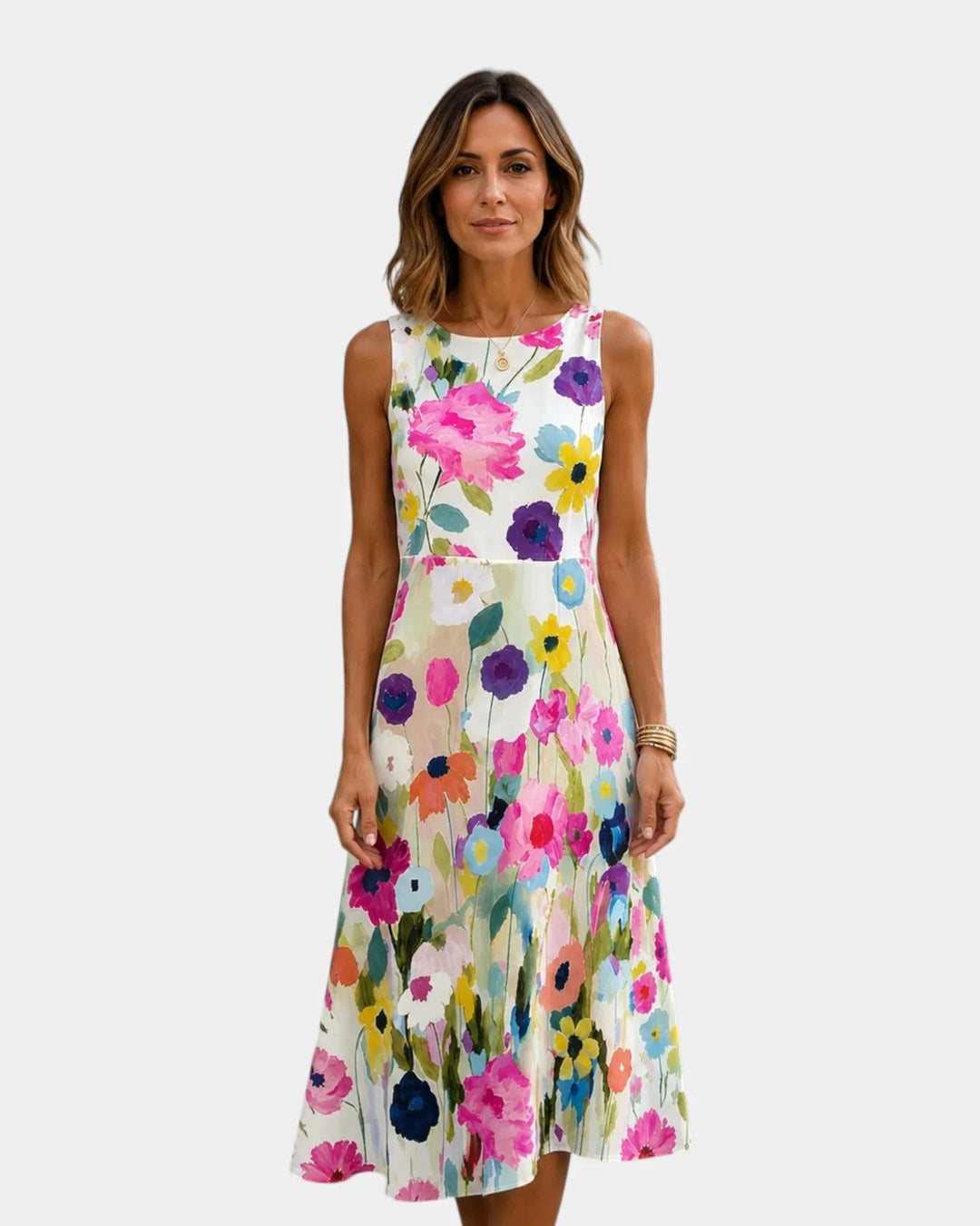 Vanina | Mouwloze midi-jurk met bloemenprint