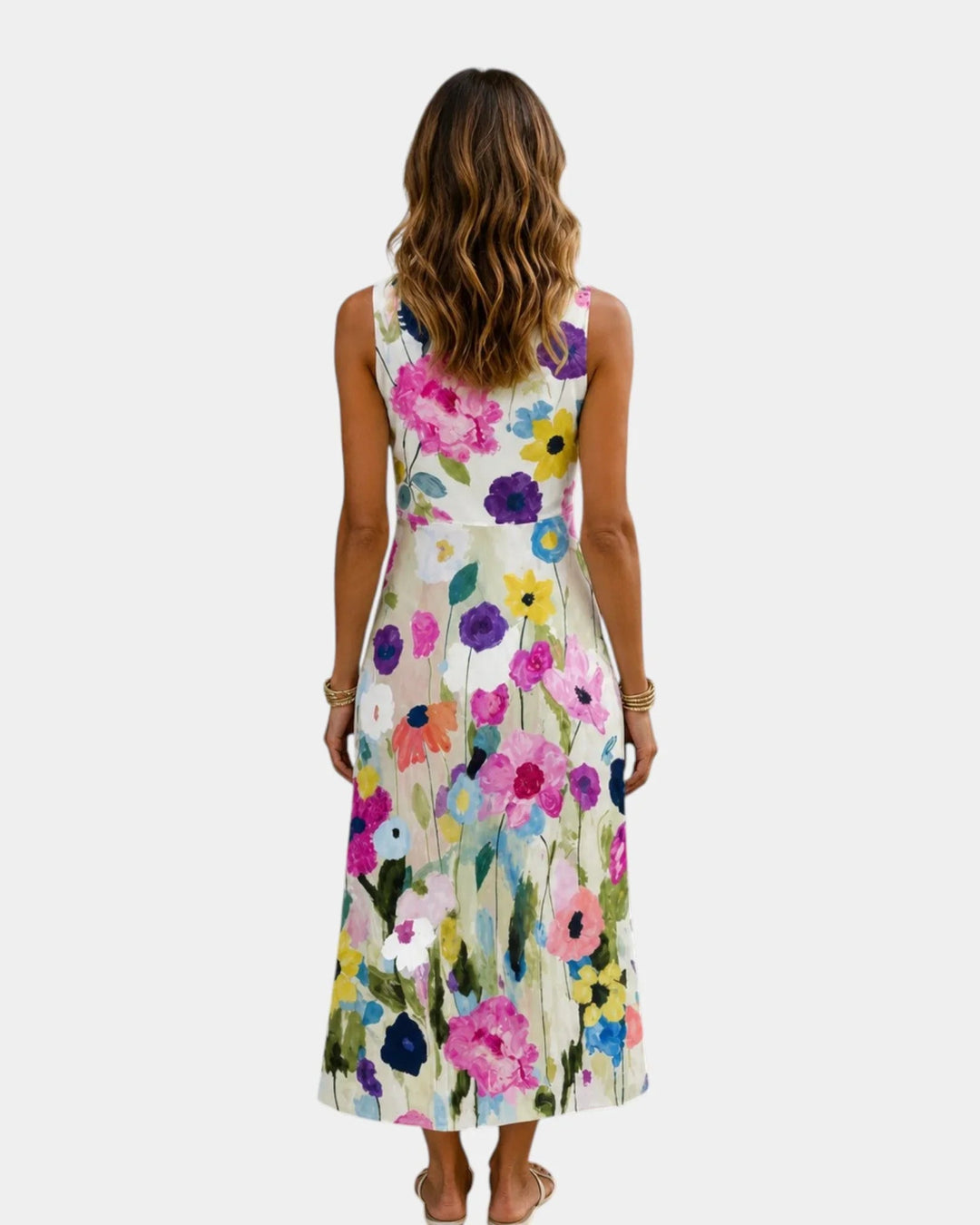 Vanina | Mouwloze midi-jurk met bloemenprint