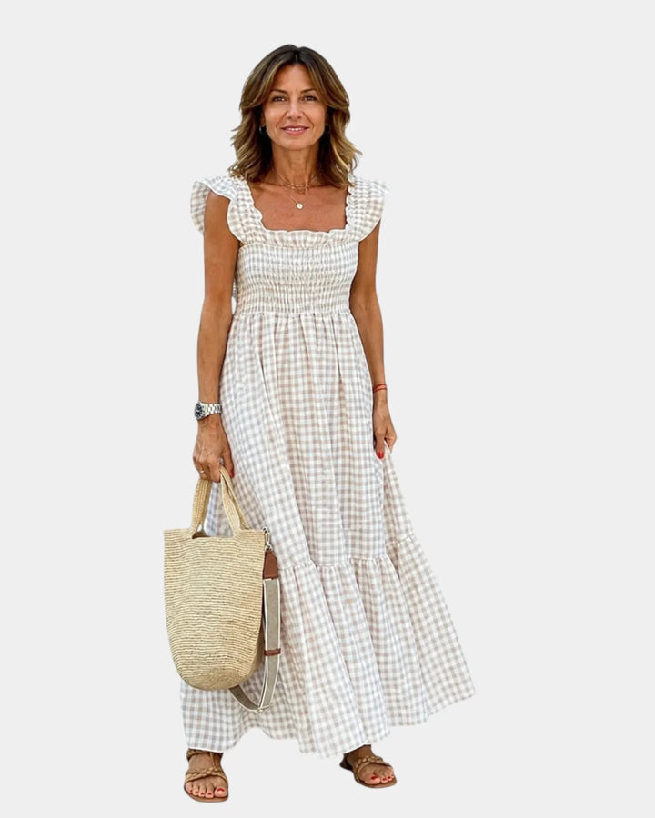 Inaëlle | Vintage maxi-jurk met ruitpatroon