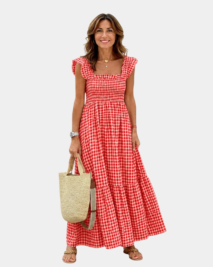 Inaëlle | Vintage maxi-jurk met ruitpatroon