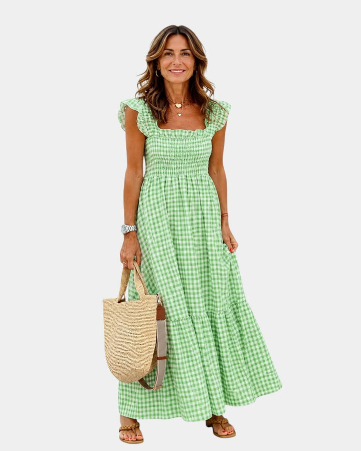 Inaëlle | Vintage maxi-jurk met ruitpatroon