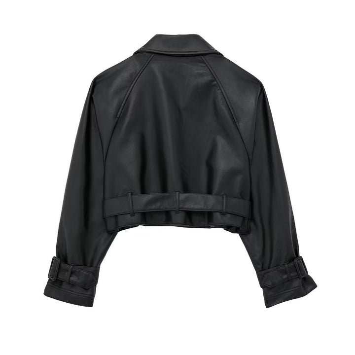Aigline | korte trenchcoat van imitatieleer