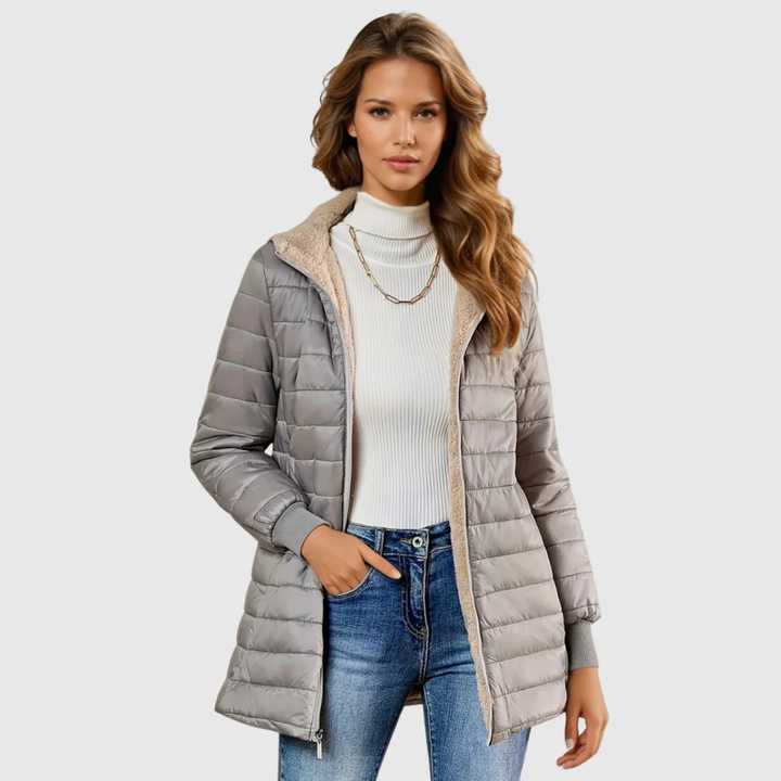 Amandys | lange mantel met lange mouwen in doublé