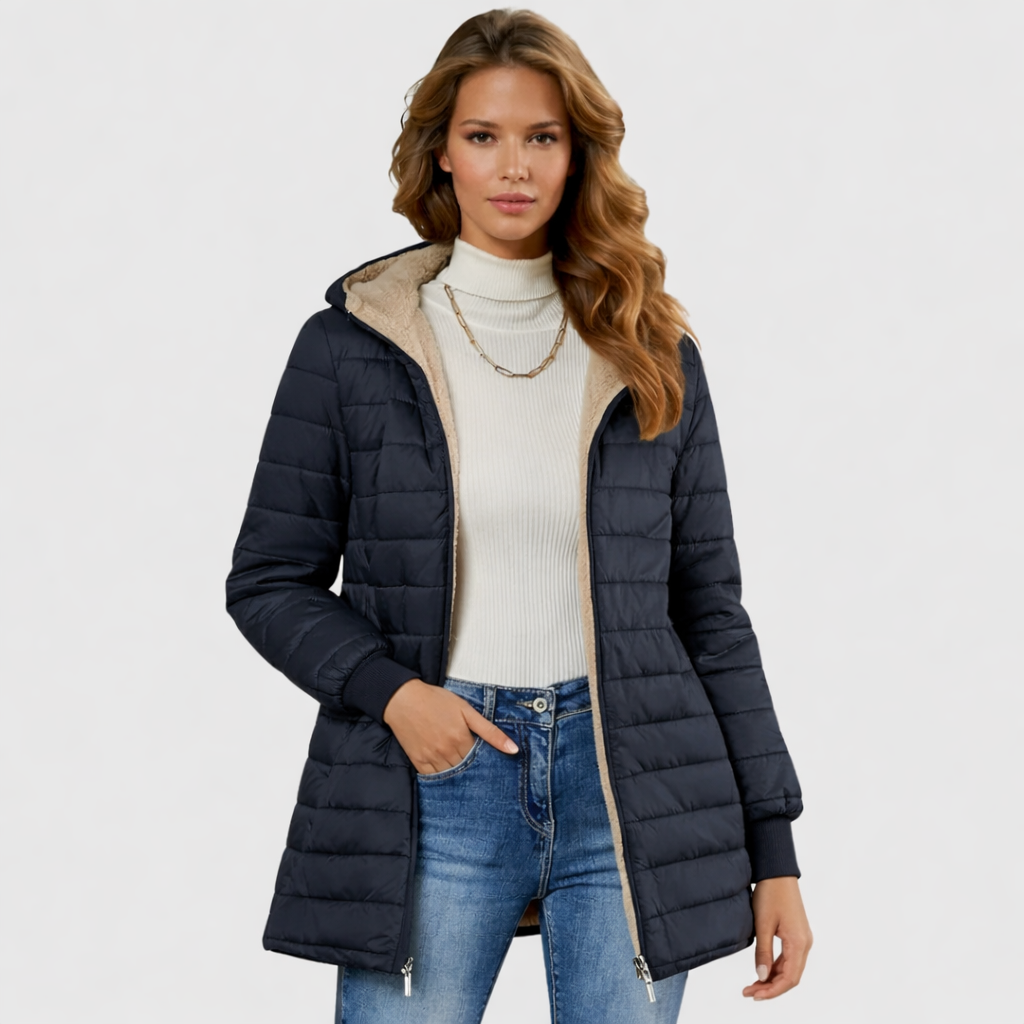 Amandys | lange mantel met lange mouwen in doublé
