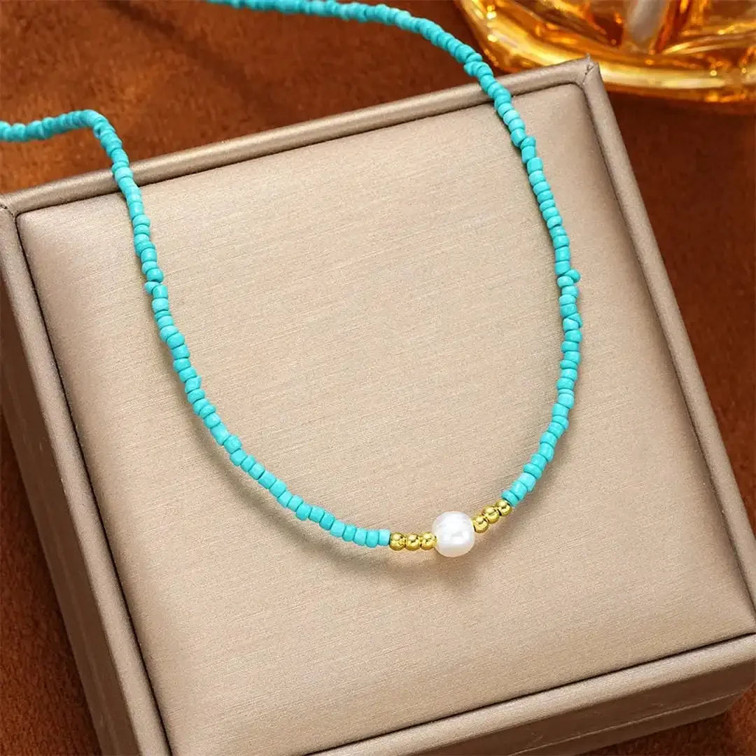 Amélie | ketting van parels barokke in Turquoise