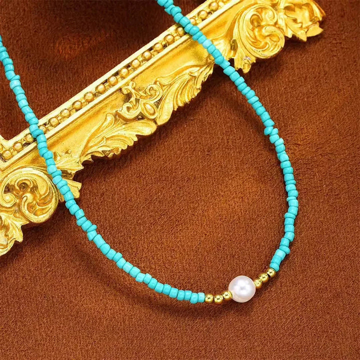 Amélie | ketting van parels barokke in Turquoise