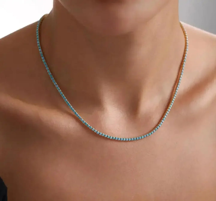 Valérie | ketting vintage in steen Turquoise goudkleurige
