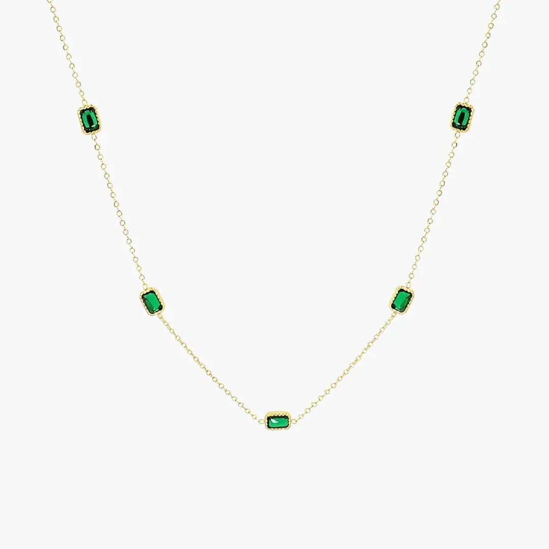 Apolline | ketting in chaîne goudkleurige met steen groene