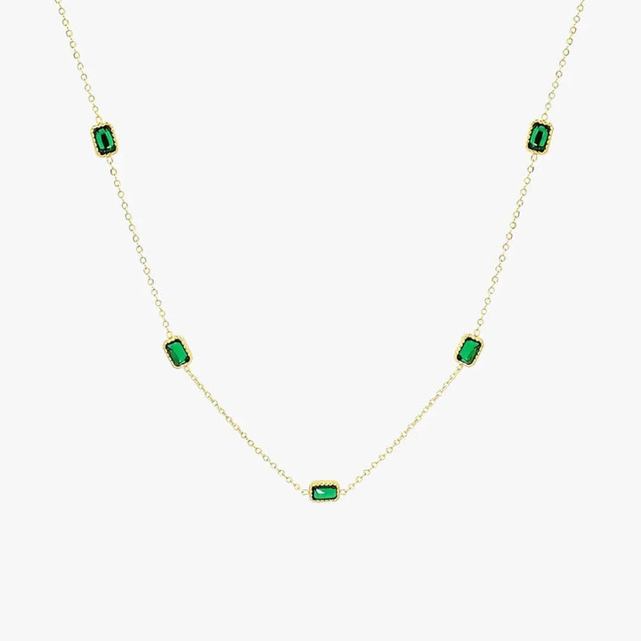 Apolline | ketting in chaîne goudkleurige met steen groene