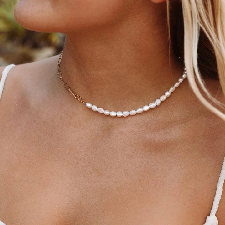 Coline | gouden ketting met parels
