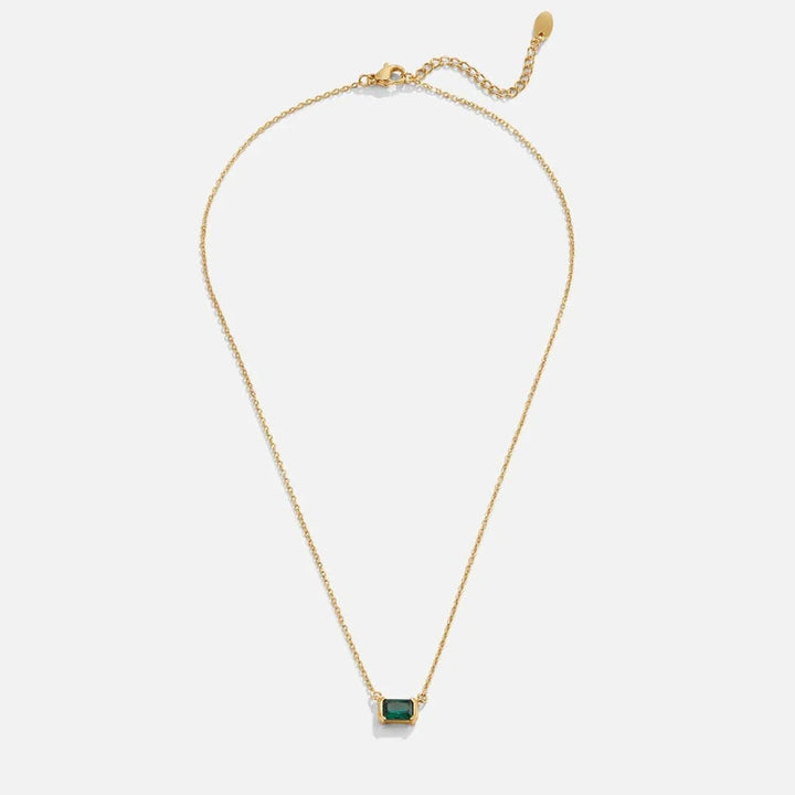 Fleur | Goudkleurige ketting met groene smaragd