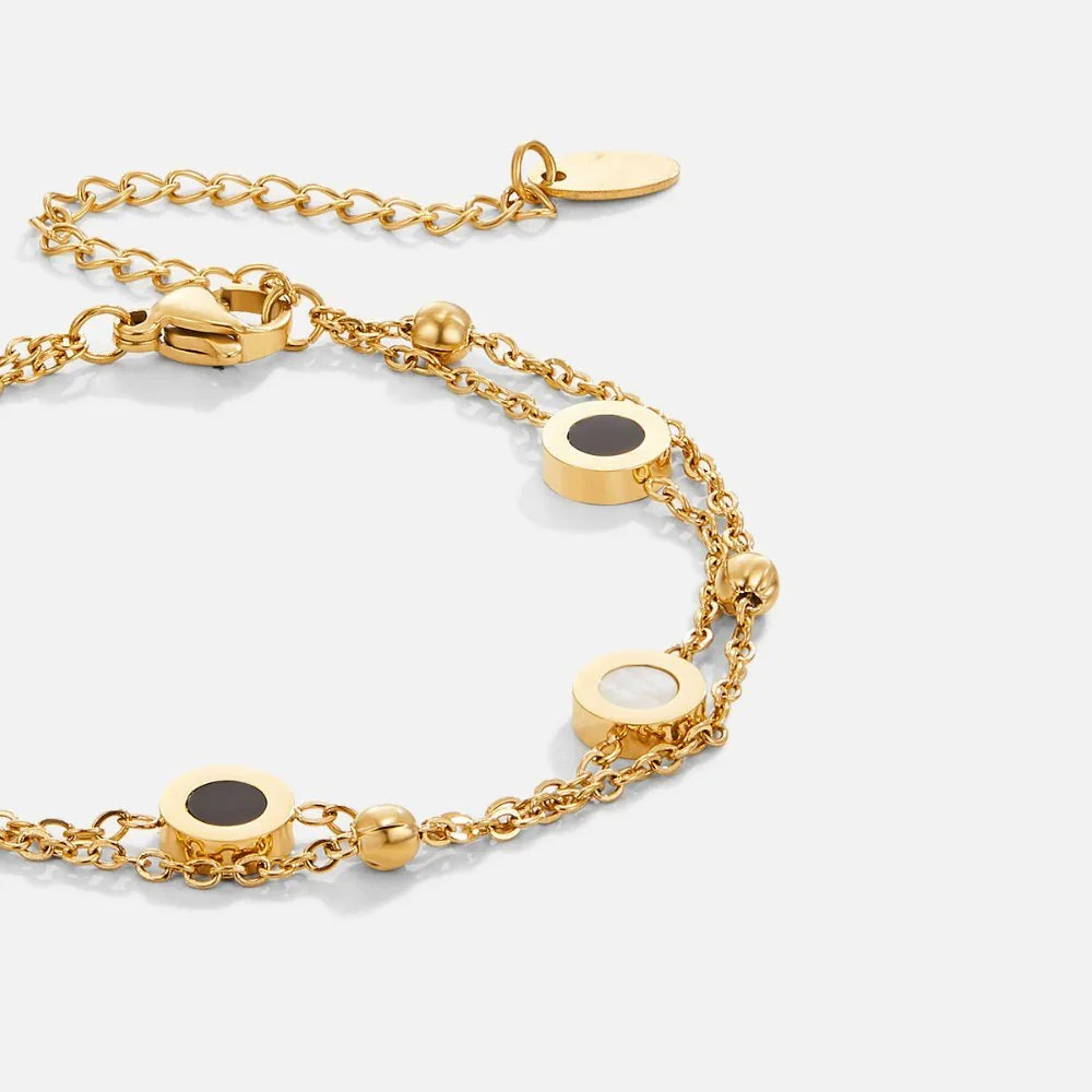 Victoire | Armband met onyx en witte steen