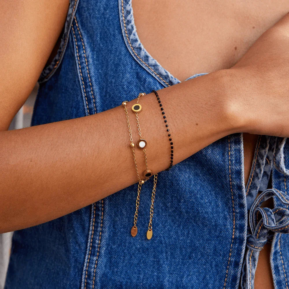 Victoire | Armband met onyx en witte steen