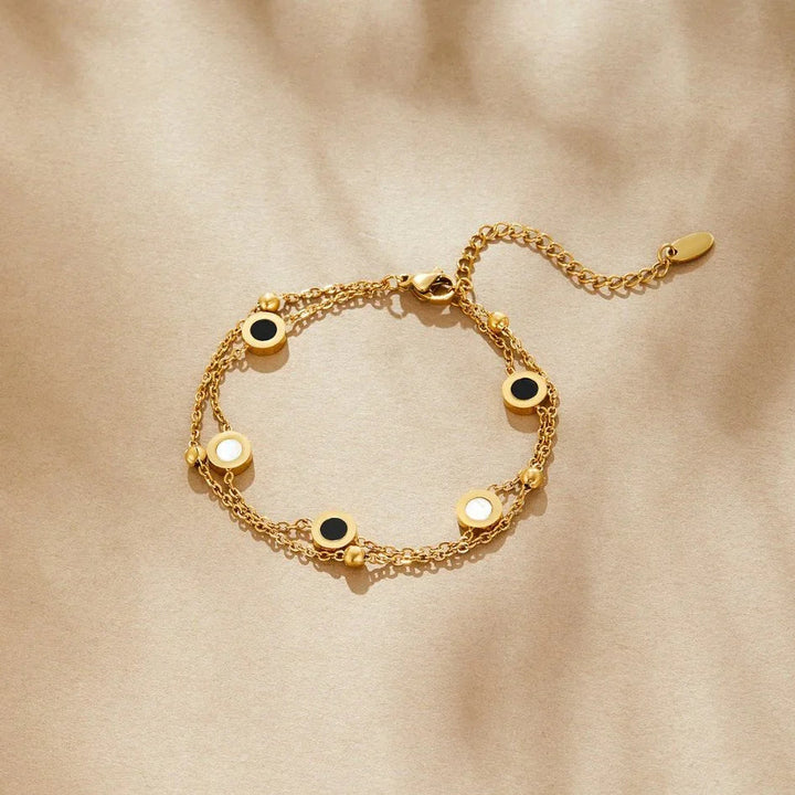 Victoire | Armband met onyx en witte steen